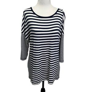 Olsen Europe💙Navy/White Stripe Round Neck T-shirt Top Size M